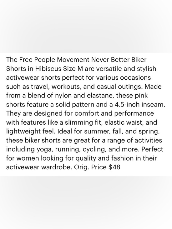 NWT FP MOVEMENT Never Better Bike Shorts / Hibiscus Sz Small - Picture 10 of 10